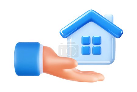 Photo for Home 3d vector in a minimalistic style for the interface of applications and web pages. Plastic render of house on isolated white background. 3d cartoon illustration symbol of security and protection. - Royalty Free Image