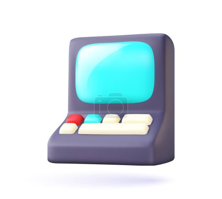 Photo for 3D computer icon in cartoon style. Old, vintage electrical item on a white isolated background. 90s technology vector illustration. - Royalty Free Image