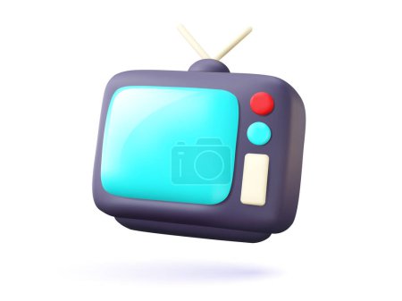 Photo for 3D tv icon in cartoon style. Old, vintage electrical item on a white isolated background. 90s technology vector illustration. - Royalty Free Image