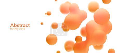 3D flüssige Kleckse gesetzt. Abstrakte farbige Kugeln im Flug. Vektor realistische Darstellung von Blasen auf einem isolierten weißen Hintergrund. Illustration von Elementen der Lavalampe.
