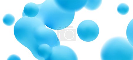 Photo for 3d liquid blobs set. Abstract colored spheres in flight. Vector realistic render of bubbles on an isolated white background. Illustration of lava lamp elements. - Royalty Free Image