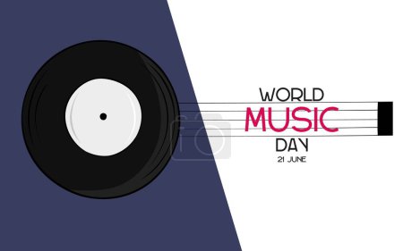 Foto de Día Mundial de la Música con vector de disco de vinilo. Cartel del Día de la Música, 21 de junio - Imagen libre de derechos