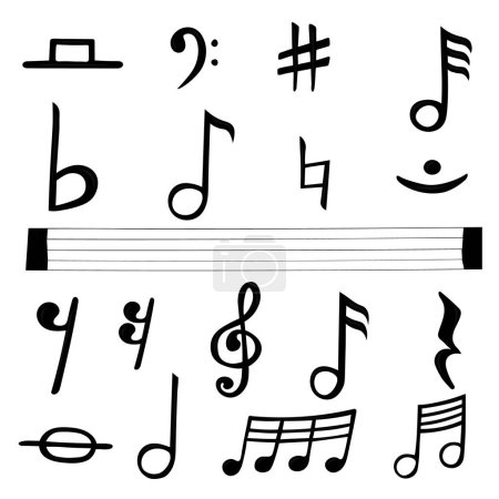 Foto de Conjunto de iconos de notas musicales. Signos clave musicales. Vector de símbolos musicales sobre fondo blanco - Imagen libre de derechos