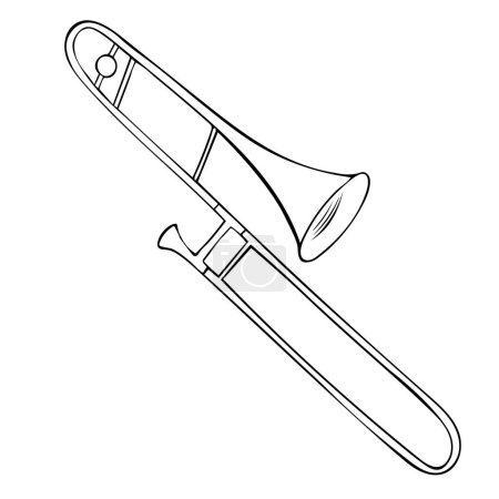 Foto de Vector de trombón blanco y negro dibujado a mano sobre fondo blanco - Imagen libre de derechos