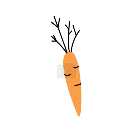 Téléchargez les illustrations : Illustration vectorielle simple d'une carotte orange sur fond blanc. - en licence libre de droit