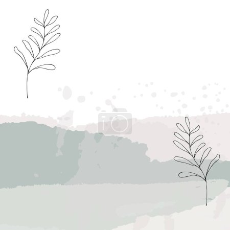 Foto de Fondo de pantalla de estilo minimalista de lujo con flores de arte de línea y hojas botánicas, salpicaduras orgánicas - Imagen libre de derechos