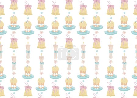 Illustration for Cute seamless pattern with different symbols for Easter. Design for banner, poster or print - Royalty Free Image