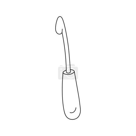 Illustration of a crochet hook in doodle style.