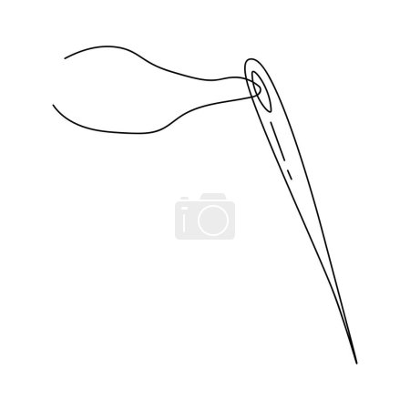 Illustration for A needle with a thread. A symbol of needlework. Vector illustration isolated on a white background for design - Royalty Free Image
