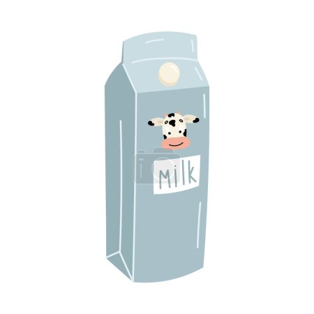 Blauer Tretra Milchkarton auf weißem Hintergrund Vektor Illustration