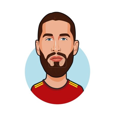 Téléchargez les illustrations : Sergio Ramos équipe nationale d'Espagne. Coupe du Monde. Image vectorielle - en licence libre de droit