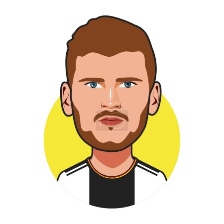 Timo Werner  Germany National Team. World Cup. Vector image