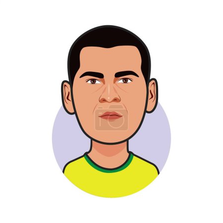 Illustration for Dani Alves  Brazilian National Team. World Cup. Vector image - Royalty Free Image