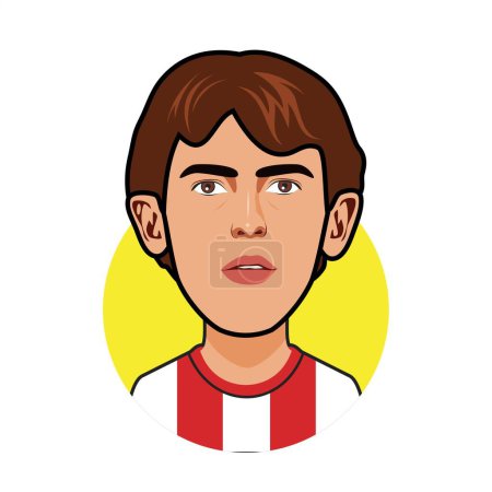 Ilustración de Joao Felix Atlético Madrid futbolistas. Copa del Mundo. Imagen vectorial - Imagen libre de derechos