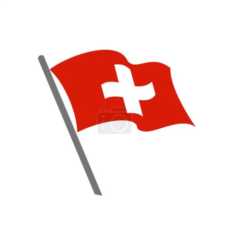 Illustration for Switzerland flag flying waving. Vector image - Royalty Free Image