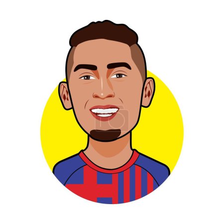 Illustration for Raphinha  Barcelona Soccer players. World Cup. Vector image - Royalty Free Image