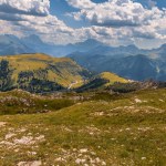 Dolomiti Alps in Alta Badia landscape amd peaks view, Trentino Alto Adige region of Italy