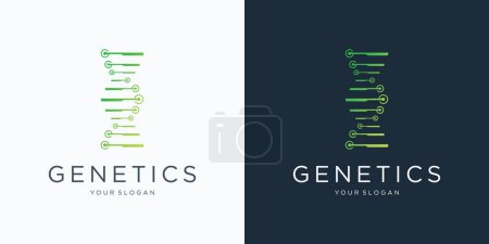 Ilustración de DNA Helix Logo Template. abstract DNA logotype dot Genetics Vector Design. Biological Illustration - Imagen libre de derechos