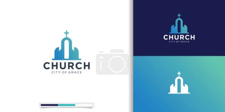 Téléchargez les illustrations : Église chrétienne Construire Jésus Croix Evangile logo design inspiration. vecteur premium - en licence libre de droit
