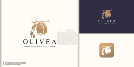 Vintage Olivenöl Zweig Logo und Farbverlauf Branding Inspiration.
