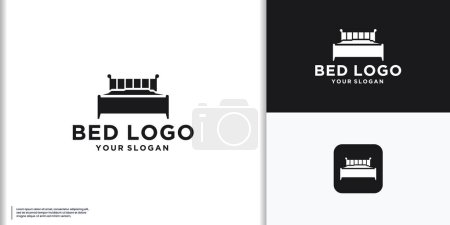 Prime créative de logo de meubles de lit symbole. Symbole universel d'idée de logo de design d'intérieur de luxe