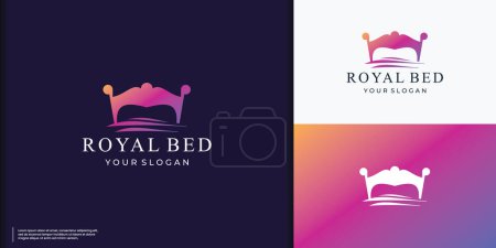 premium bed royal logo, luxury design logo bed for business of company.