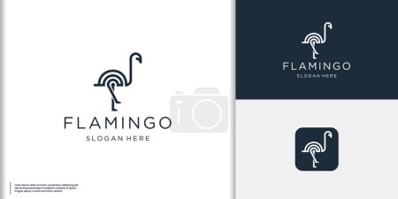 minimalist geometric flamingo line art style logo design concept.