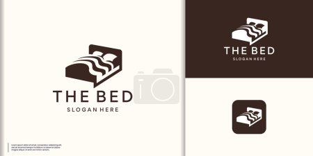 Símbolo de lujo muebles de cama logo inspiración. inspiración para el negocio interior dormitorio vector ilustración