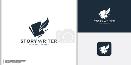 Icono de pluma de pluma con combinación de diseño de logotipo de libro. Autor clásico Historia escritores logo vector ilustración.