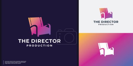 Colorful gradient color The Director Movie Chair Vector Illustration.