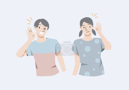 Illustration for People smiles and holds hand near his ear. The guy listening or hearing and accept all opinion.Comunication concept.Vector illustration. - Royalty Free Image