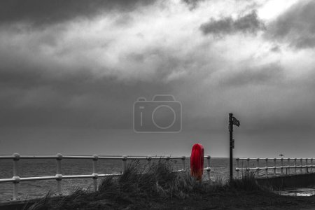 Photo for View on Prestatyn Beach in Wales after storm. - Royalty Free Image