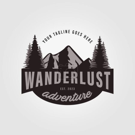 Illustration for Wanderlust mountain adventure logo design icon vector illustration - Royalty Free Image