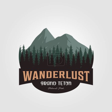 Ilustración de Grand Teton logotipo del parque nacional icono de diseño de vectores ilustración - Imagen libre de derechos