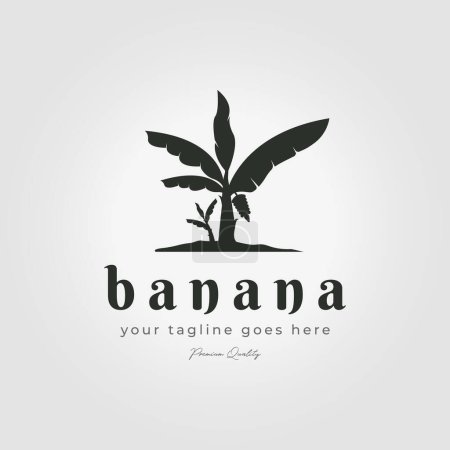 Téléchargez les illustrations : Illustration vectorielle minimaliste vintage bananier logo icône design - en licence libre de droit