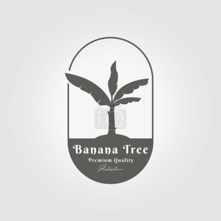 Illustration for Simple oval emblem of banana tree logo icon design with a big leave - Royalty Free Image