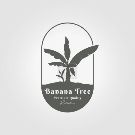Illustration for Simple oval emblem of banana tree logo icon design with a big leave and shoots - Royalty Free Image