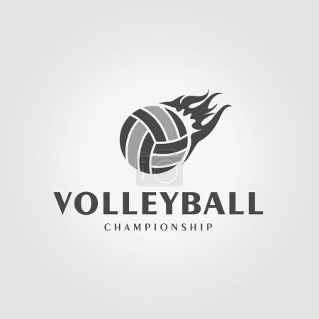 Ilustración de Logo minimalista de voleibol con fuego en la parte superior, diseño de ilustración del icono del club de voleibol - Imagen libre de derechos