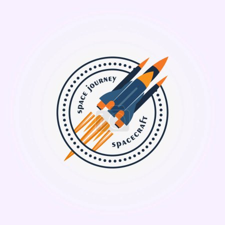 Illustration for Badge spacecraft logo vector, rocket design illustration, aviation vintage icon, logo rocket for travel business - Royalty Free Image