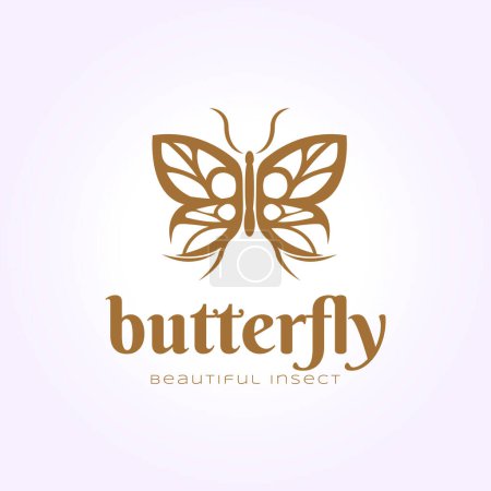 Illustration for Simple butterfly logo icon vintage design, illustration of beauty insect - Royalty Free Image