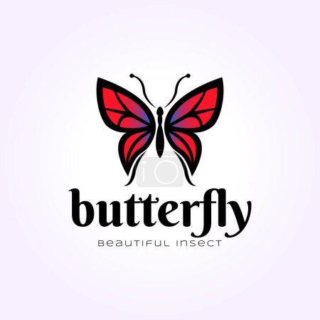 Illustration for Beautiful butterfly logo vintage icon, beauty insect vector design - Royalty Free Image