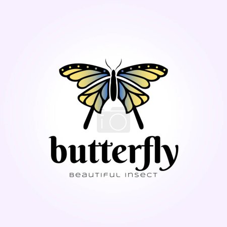 Illustration for Simple green vintage butterfly logo, beautiful butterfly icon vector illustration - Royalty Free Image