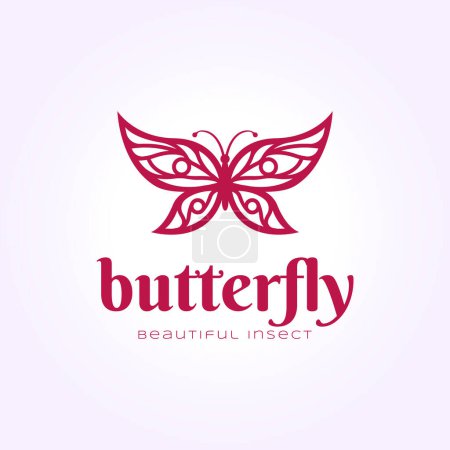 Illustration for Simple butterfly logo icon line art design, insect vector illustration - Royalty Free Image