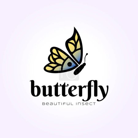 Illustration for Flying butterfly logo, beautiful insect vintage icon vector illustration - Royalty Free Image