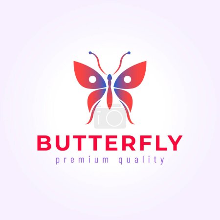 Illustration for Red aesthetic butterfly logo design, beautiful vintage butterfly icon design vector illustration - Royalty Free Image