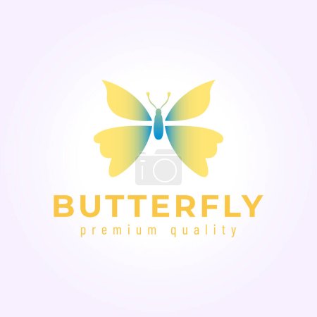 Illustration for Simple blue green butterfly icon logo design, beautiful insect vintage vector illustration - Royalty Free Image