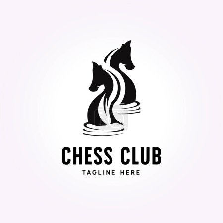 simple design de logo de chevalier d'échecs jumeau. club d'échecs illustration vectorielle vintage