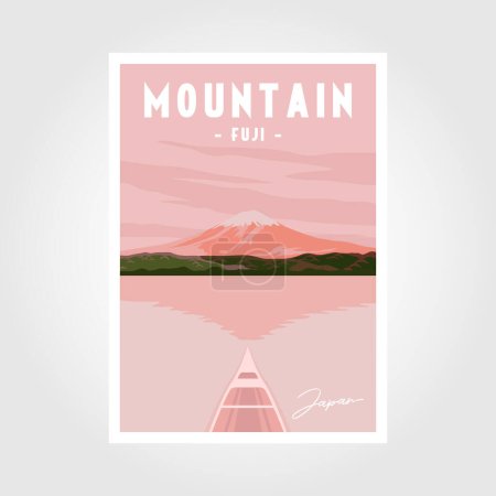 Illustration for Mount fuji poster. Japanese Landscape Background with Mountain Fuji vector illustration design - Royalty Free Image
