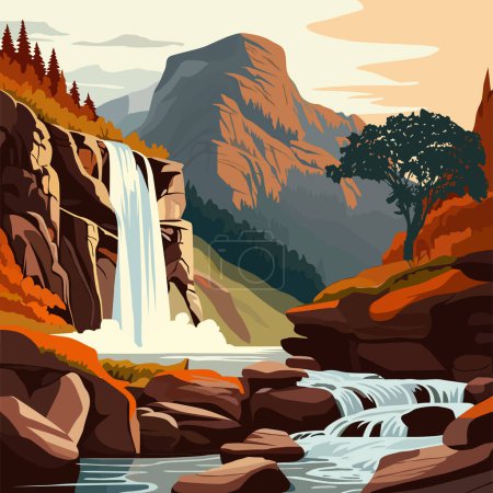 Illustration for National park vector poster. Landscape of a forest in a park. - Royalty Free Image