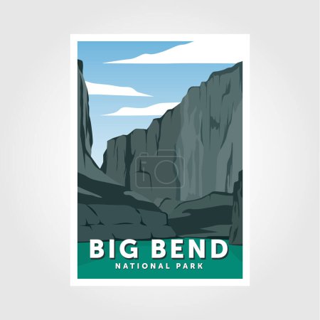 Diseño de ilustración del vector de póster del Parque Nacional Big Bend
